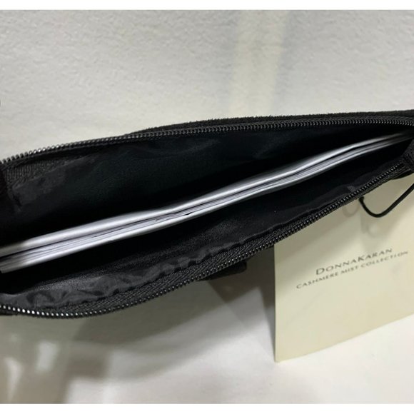 NWT Donna Karan Cashmere Mist Cosmetic Case Makeup Bag Black Bow - Picture 5 of 6